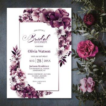 pink plum floral bridal shower invitation