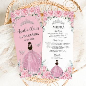 pink roses floral princess dress quinceañera menu