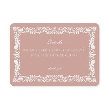 pink talavera tile  details card invitation insert