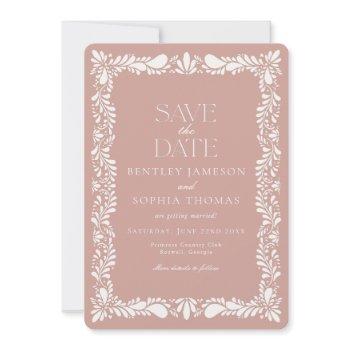 pink talavera tile spanish fiesta save the date invitation