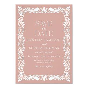 Pink Talavera Tile Spanish Fiesta Save The Date Invitation Front View