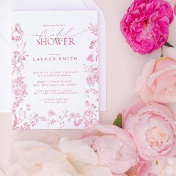 pink victorian floral elegant bridal shower invitation