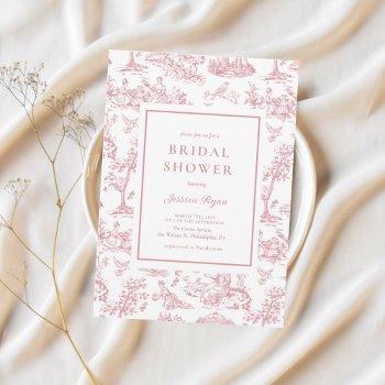 pink vintage toile classic bridal shower invitation
