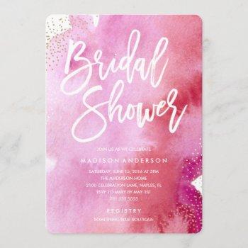 pink watercolor bridal shower invitation