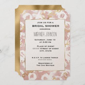 pink white gold love xo bridal shower invitation