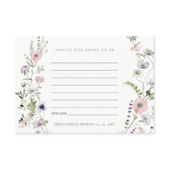 pink wildflower advice for bride bridal shower enclosure card