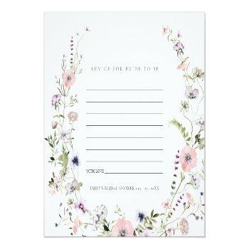 Pink Wildflower Advice For Bride Bridal Shower Enclosure Card Front View