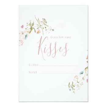 Pink Wildflower Boho Guess How Many Kisses Game Enclosure Card Front View