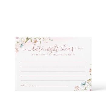 pink wildflower rustic boho date night ideas game  thank you card