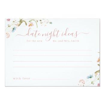 Pink Wildflower Rustic Boho Date Night Ideas Game Thank You Card Front View