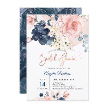 pixdezines bridal shower navy blush h2 flowers invitation