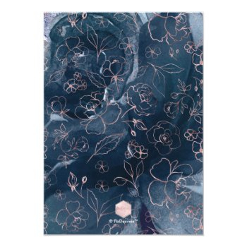 Pixdezines Bridal Shower Navy Blush H2 Flowers Invitation Front View