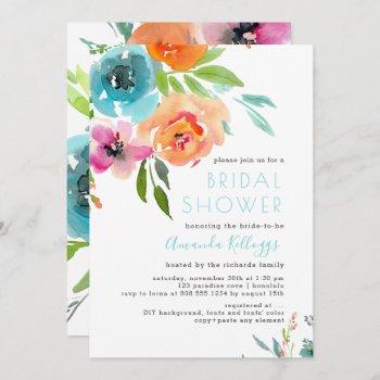 pixdezines bridal shower watercolor summer floral invitation