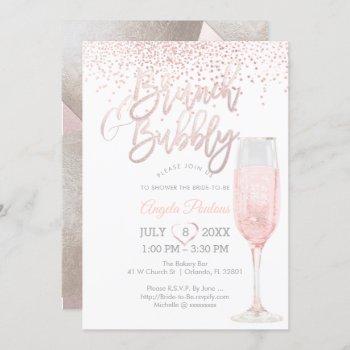 pixdezines brunch bubbly/pink+silver confetti invitation