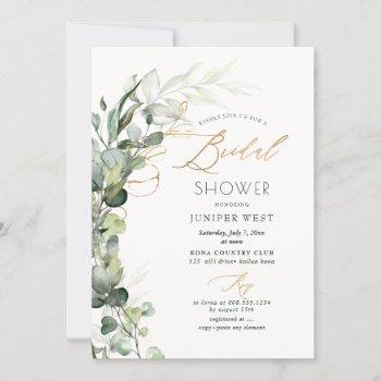 pixdezines h2 green gold eucalyptus bridal shower invitation