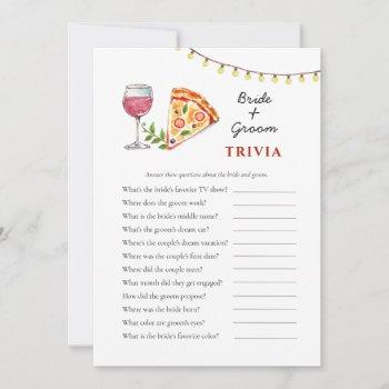 pizza and wine bridal shower trivia games invitation