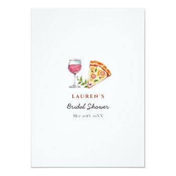 Pizza And Wine Bridal Shower Trivia Games Invitation Front View