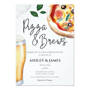 Pizza & Beer Brew Couples Bridal Wedding Shower Invitation Front View