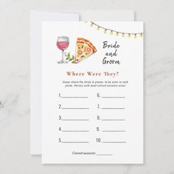 pizza  "where were they" bridal shower game invitation