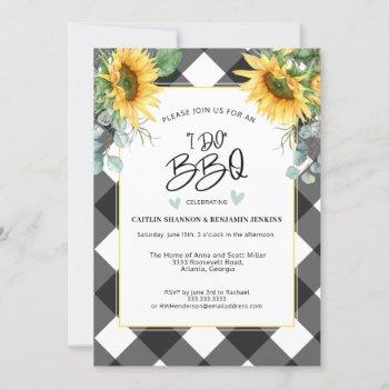 plaid i do bbq sunflower engagement bridal shower invitation