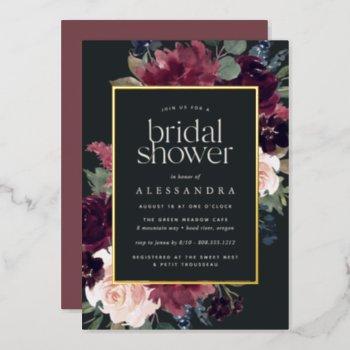 plum blossom bridal shower invitation foil invitation
