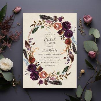 plum harvest floral bridal shower invitation