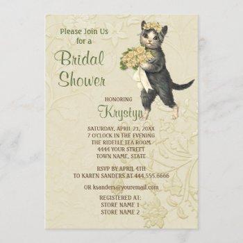 posh cats bridal shower invitation