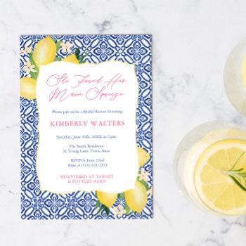 positano lemons blue main squeeze bridal shower invitation