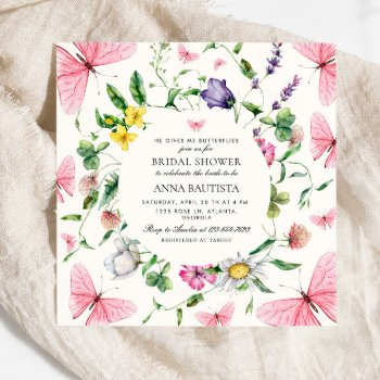 pretty he gives me butterflies bridal shower invitation
