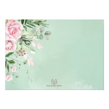 Pretty Pink Flowers Rose Garden Baby Shower Thank You Card Front View