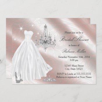pretty wedding dress bridal shower invite