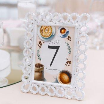 printable table number illustrated coffee theme