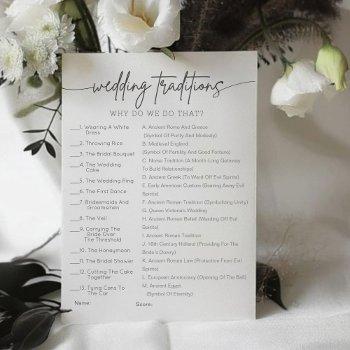 printable wedding traditions bridal shower game