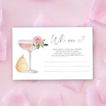 prosecco - who am i bridal shower game stationery
