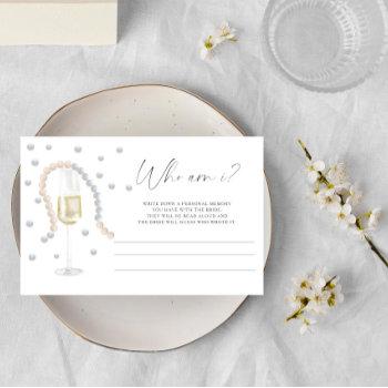 Prosecco - Who Am I Bridal Shower Game Stationery Front View