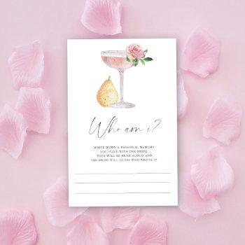 prosecco - who am i bridal shower game stationery