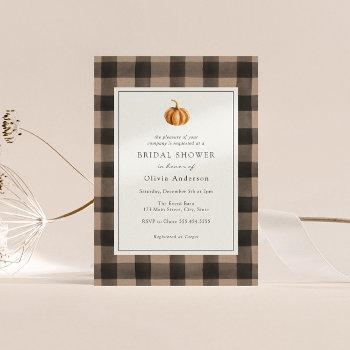 pumpkin buffalo plaid bridal shower invitation