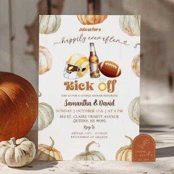 pumpkin footballs kick off couple shower invitation