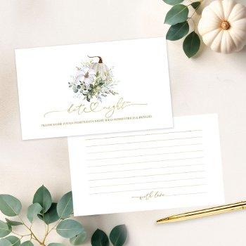 pumpkin greenery bridal shower date night cards
