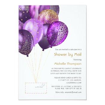 Purple And Gold Baby Or Bridal Shower By Mail Invitation Front View