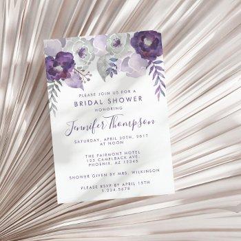 Purple And Silver Watercolor Floral Front View
