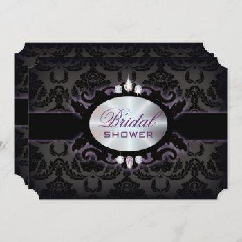 purple black damask victorian gothic bridal shower invitation