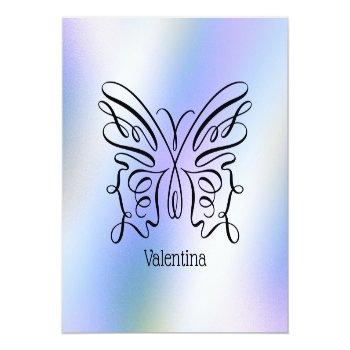 Purple Blue Holographic Butterfly Monogram Name Magnet Front View
