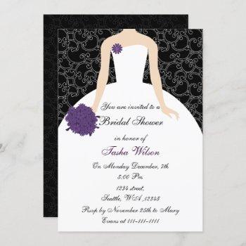 purple bridal shower invitation