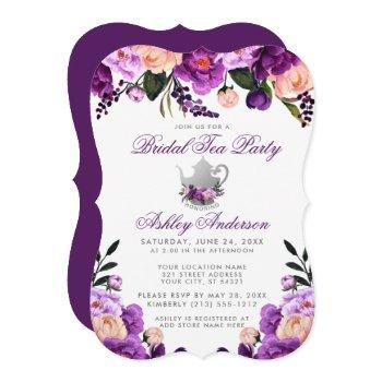purple bridal shower tea party invite bp