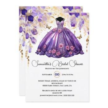 purple bride to be floral flowers bridal shower invitation