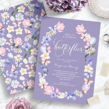 purple butterfly bridal shower invitation