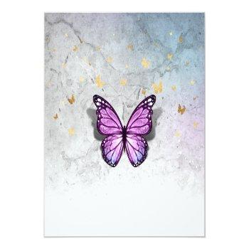 Purple Butterfly How Many Kisses Bridal Game Enclosure Card Front View