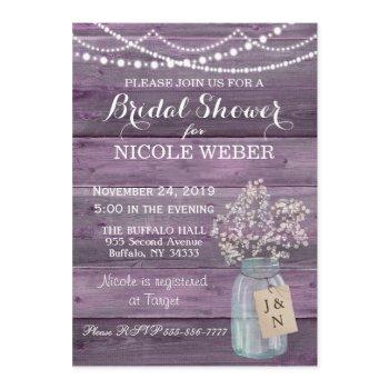 purple country mason jar barn bridal shower invite