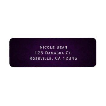 purple dark damask elegant wedding invitation label